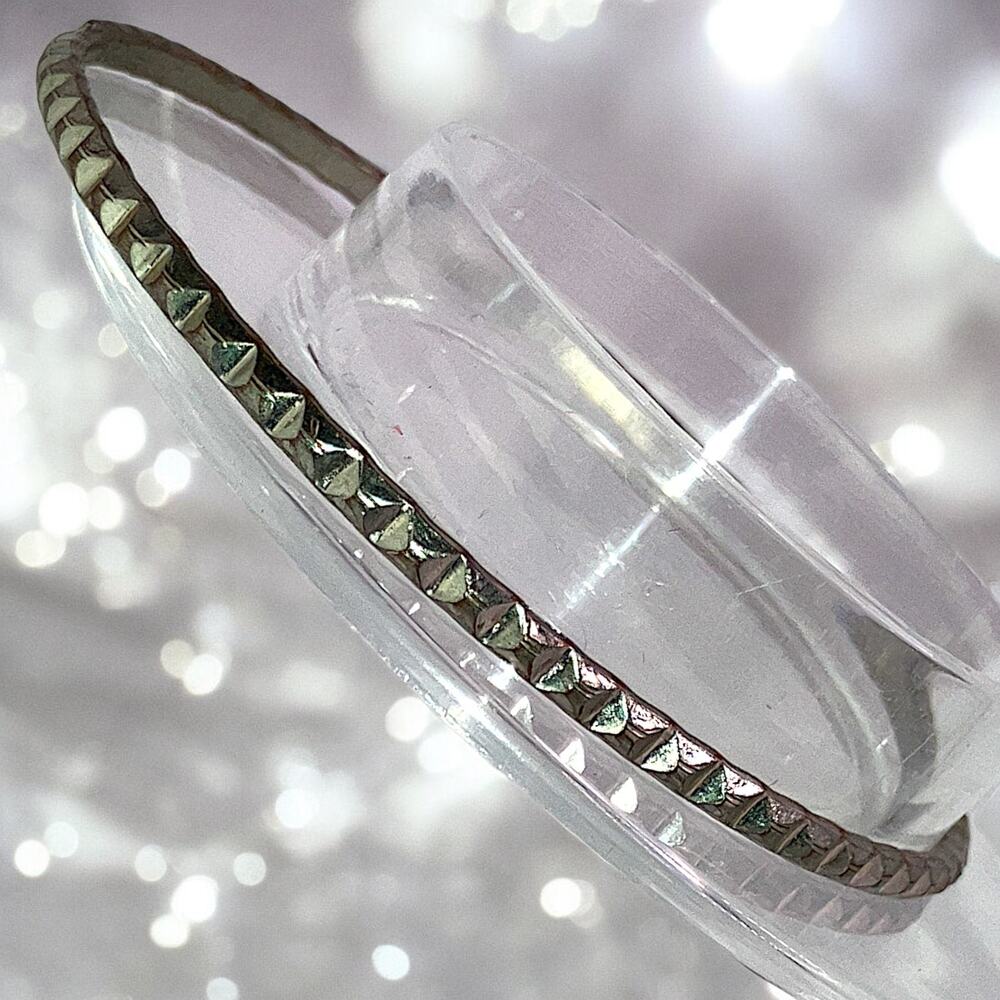 Silver-Tone Stamped Beveled Bangle Bracelet!